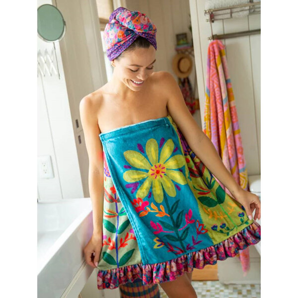 Natural Life Shower Body Towel Wrap - Flowers Large / Extra Large