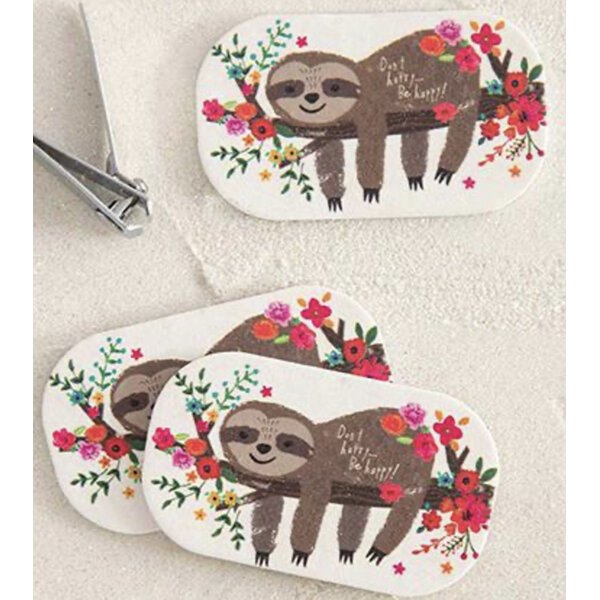 Natural Life Sloth Don't Hurry Be Happy Emery Board 3 Pack