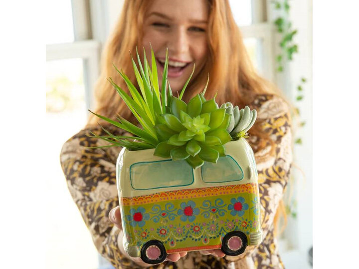 Natural Life So Cute Ceramic Planter Daisy the Green Van combi plant pot