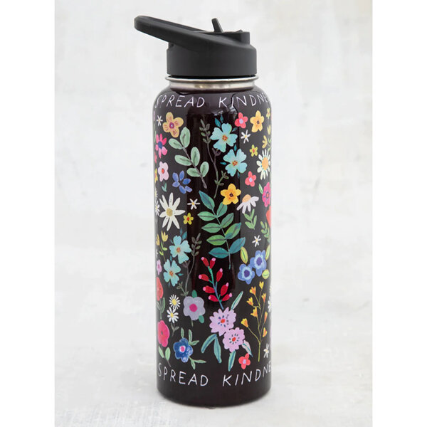 Natural Life Stainless Steel XL Water Bottle Spread Kindness Wildflowers
