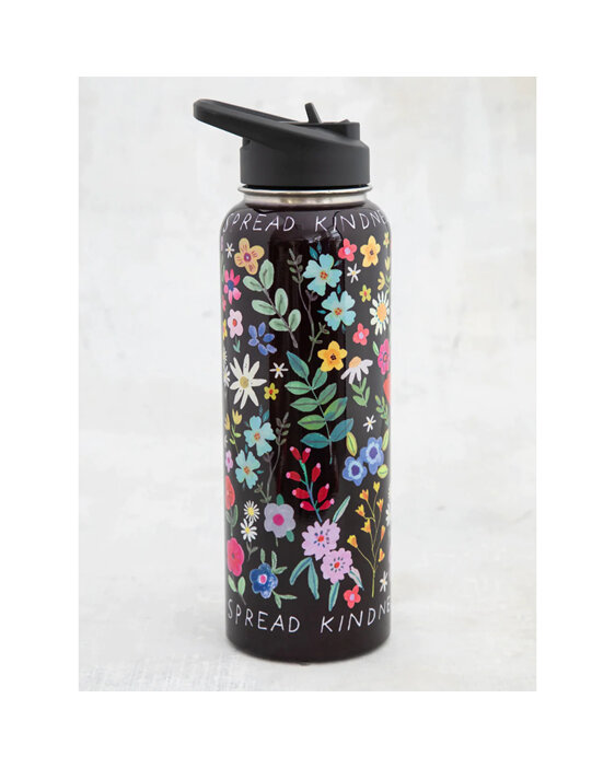 Natural Life Stainless Steel XL Water Bottle Spread Kindness Wildflowers