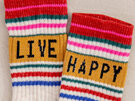 Natural Life Striped Crew Sock Live Happy