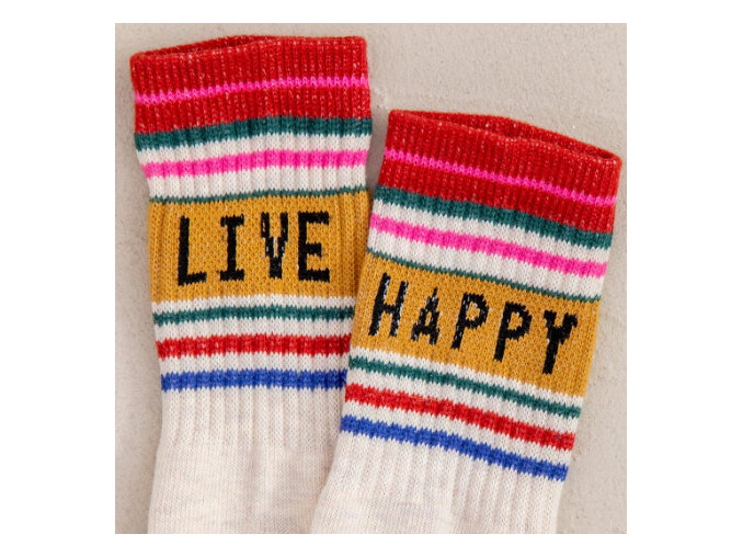 Natural Life Striped Crew Sock Live Happy