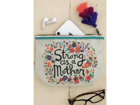 Natural Life Strong as a Mother Canvas Pouch