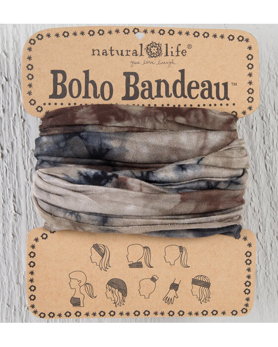 Natural Life Tie-Dye Boho Bandeau Headband - Brown Green Navy
