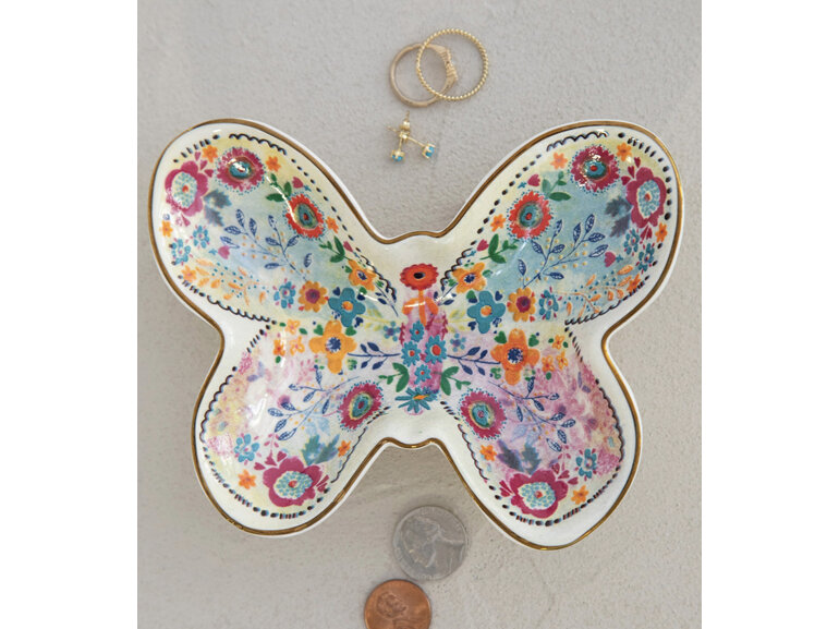 Natural Life Trinket Bowl Butterfly home gift jewellery Ceramic DSH169