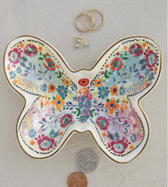 Natural Life Trinket Bowl Butterfly home gift jewellery Ceramic DSH169