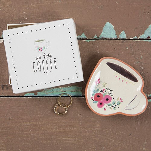 Natural life trinket dish but first coffee gift teach gesture