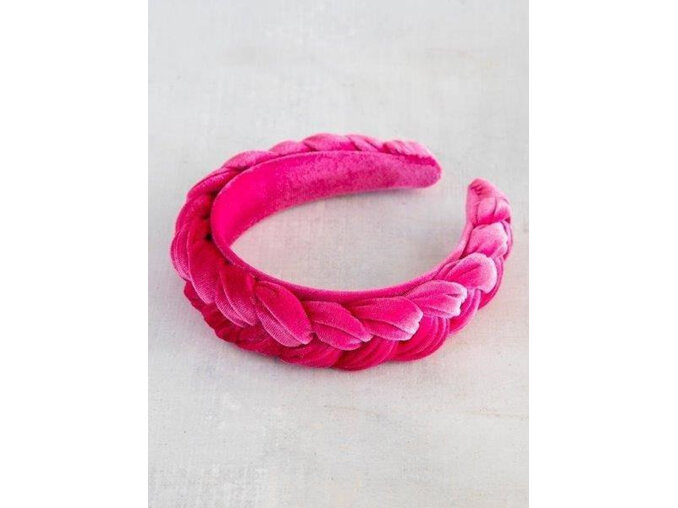 Natural Life Velvet Braided Headband Fuschia Pink