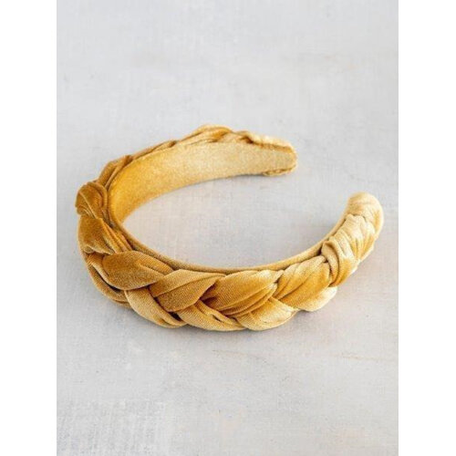 Natural Life Velvet Braided Headband Gold