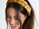 Natural Life Velvet Braided Headband Gold hair