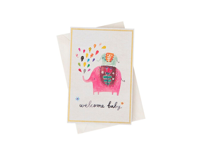 Natural Life Welcome Baby Elephants Card