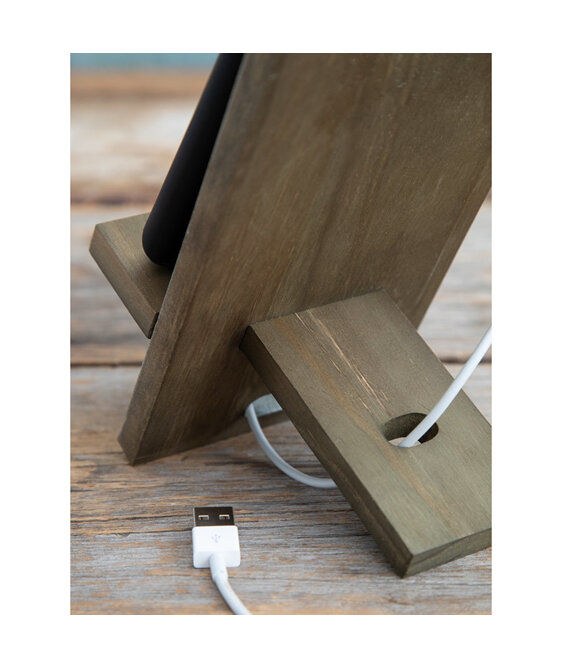 Natural Life Wooden Phone Stand Folk Flower home office