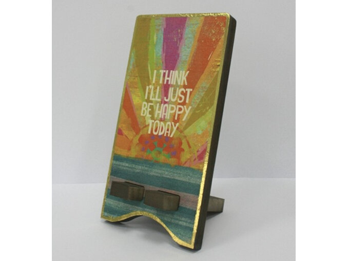 Natural Life Wooden Phone Stand Happy Today Sunset