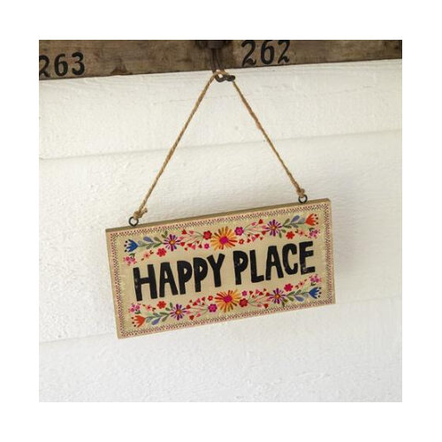 Natural Life Wooden Porch Sign Happy Place