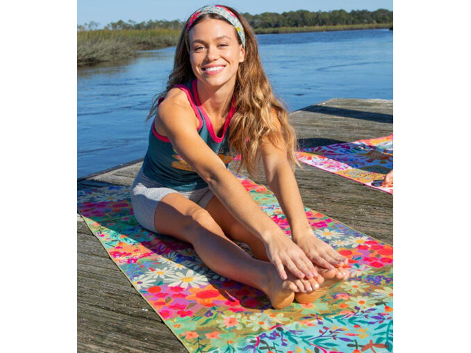 Natural Life Yoga Beach Microfibre Towel Wildflower Border