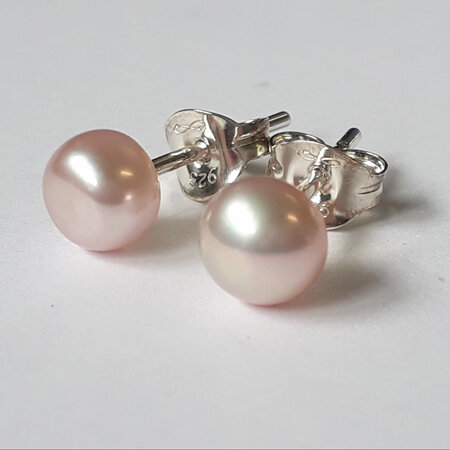 Natural Pearl Stud Earring - Mauve Pink