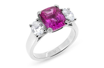Natural Pink Cushion Cut Sapphire & Oval Diamond Ring