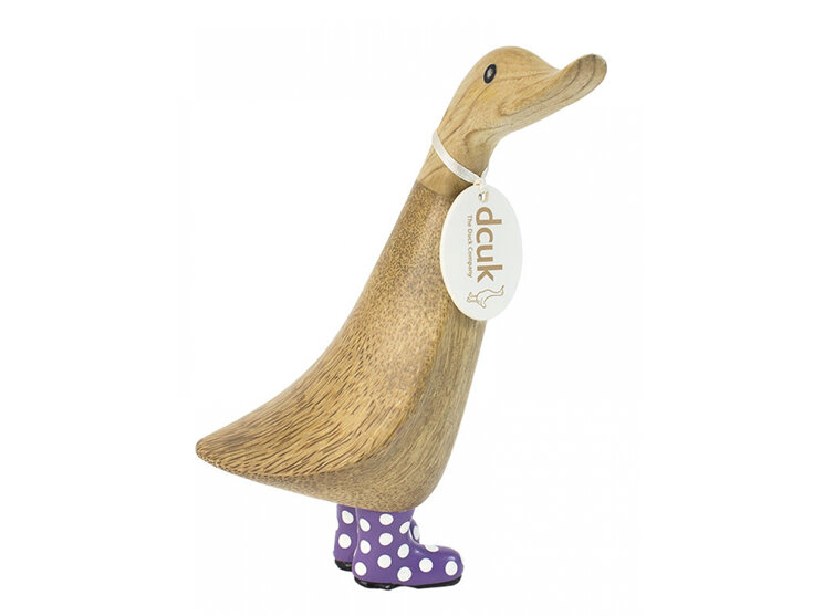 Natural Welly Duckling Bamboo Gumboots Duck Purple Spotty