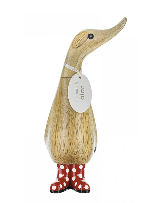 Natural Welly Duckling Bamboo Hand Carved Red and White Spots