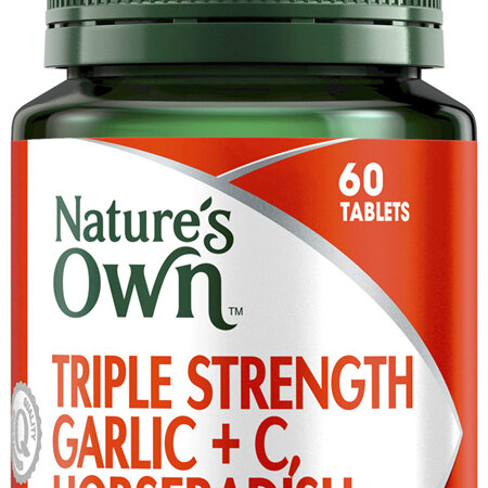 Nature's Own Triple Strength Garlic + C & Horseradish, 60 Tablets (1676)