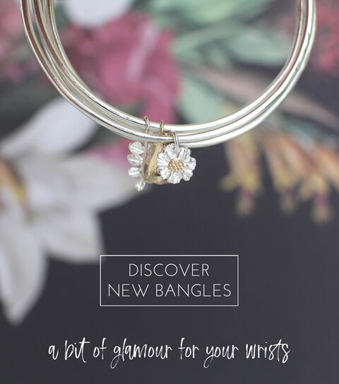 New bangles silver gold fine jewellery daisy kowhai manuka bee flowers leaves nz