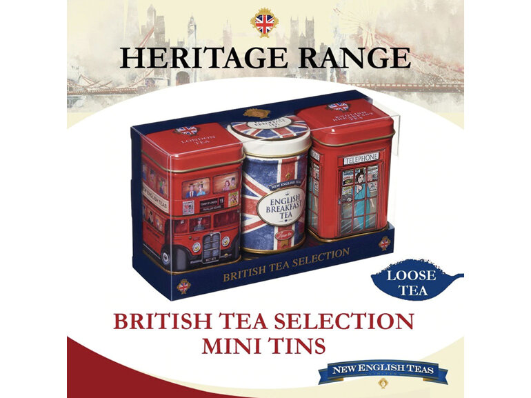 New English Teas British Tea Selection Gift Set 3 Tins