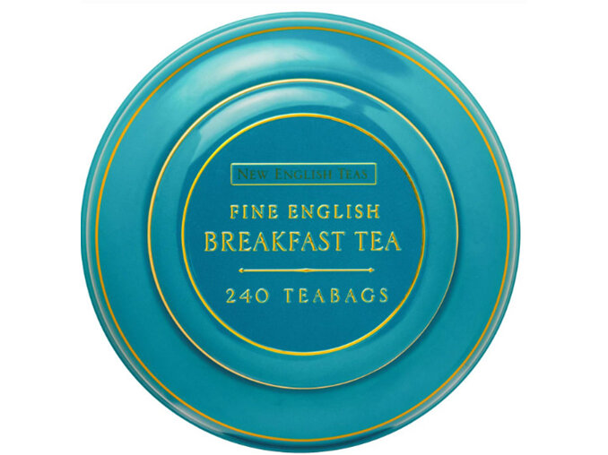 New English Teas Song Thrush & Berries Teal 240 English Breakfast Teabag Caddy