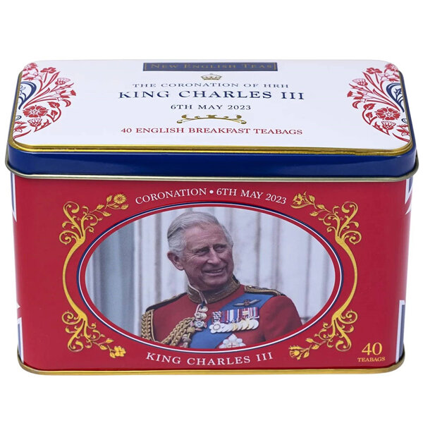 New English Teas The Coronation of HRH King Charles III Tin 40 English Breakfast Teabags