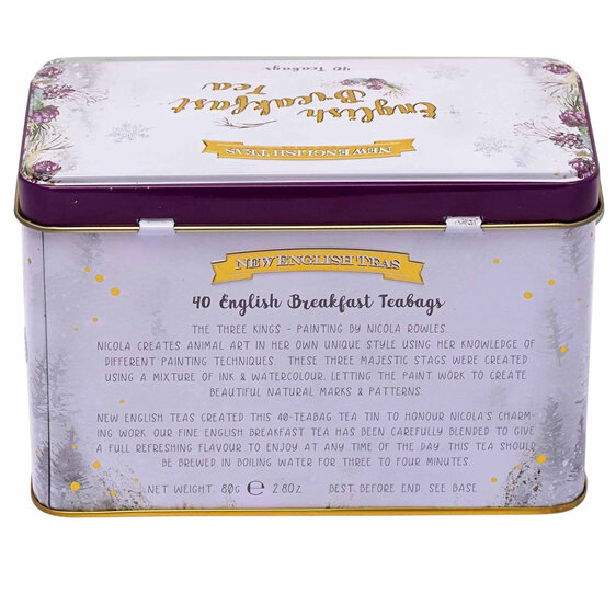 New English Teas The Three Kings Deer Classic Tin 40 English Breakfast Teabags