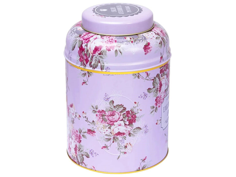New English Teas Vintage Floral Deluxe Lilac 240 English Breakfast Teabag Caddy