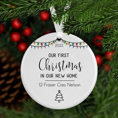 New Home Personalised  Ceramic Christmas Ornament