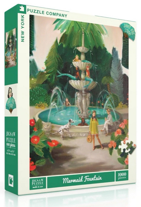 New York Puzzle Company 1000 Piece Jigsaw Puzzle: Janet Hill - Mermaid Fountain