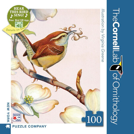 New York Puzzle Company Cornell Birds Carolina Wren 100 Piece Mini Puzzle