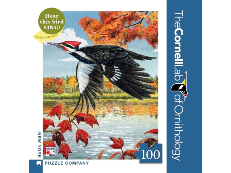 New York Puzzle Company Cornell Birds Pileated Woodpecker 100 Piece Mini Puzzle