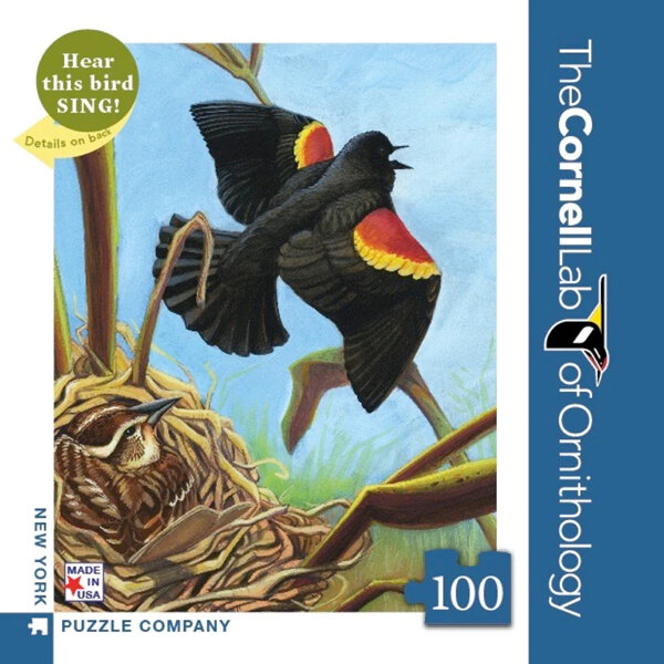 New York Puzzle Company Cornell Birds Red Winged Blackbird 100 Piece Mini Puzzle