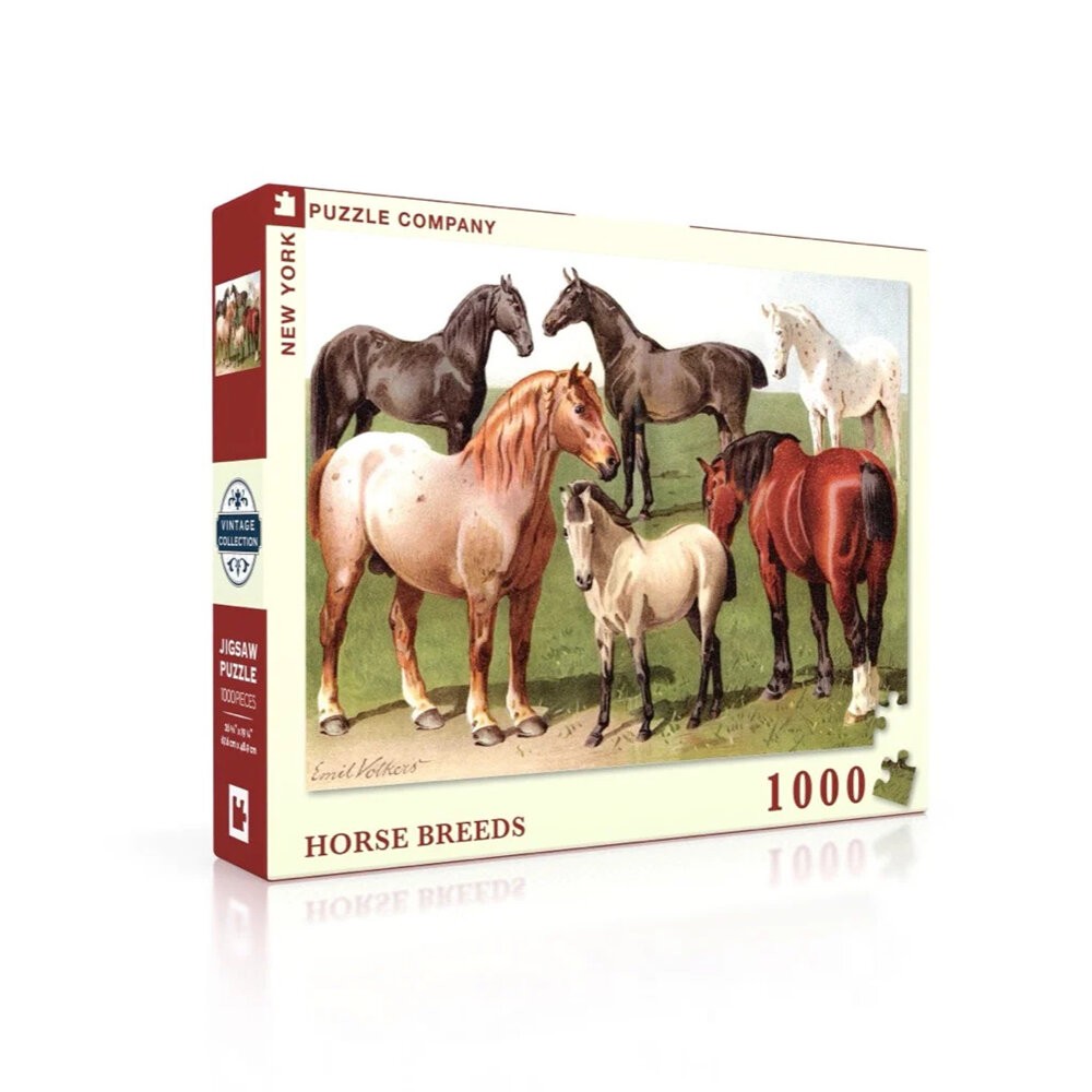 New York Puzzle Company Horse Breeds Vintage Collection 1000 Piece Puzzle