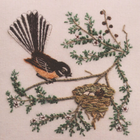 New Zealand Fantail Crewel Embroidery Kit