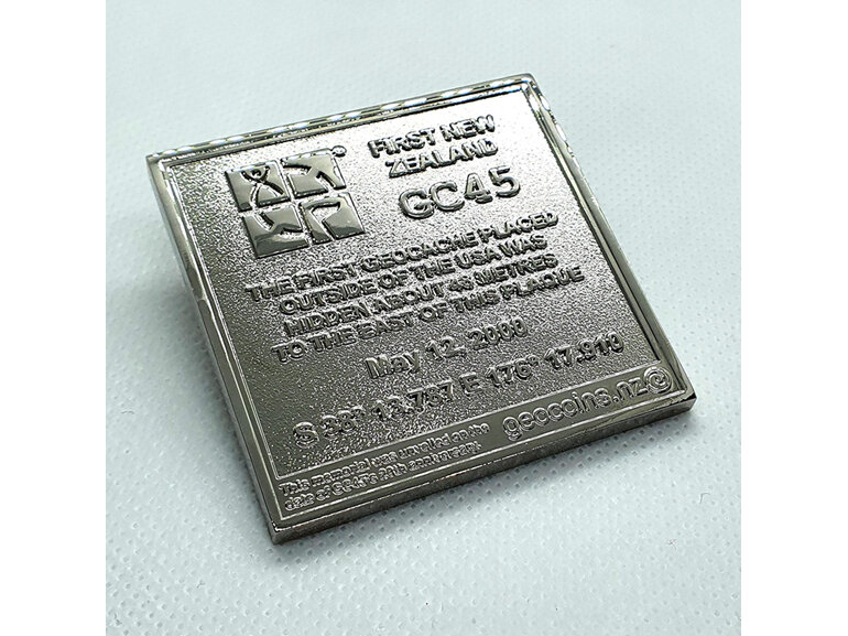 new zealand first geocache tribute plaque memorial geocoin, geocaching trackable