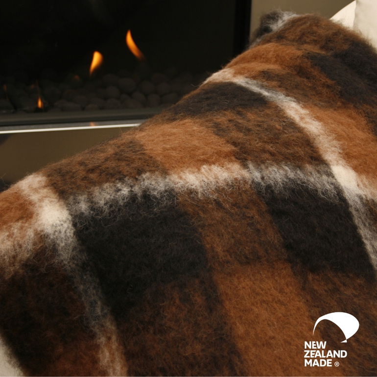New Zealand Made Alpaca Throw Blanket Buffalo on Couch