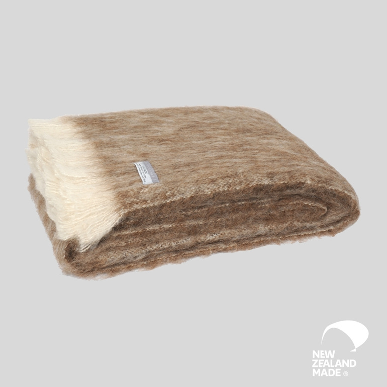New Zealand Made Alpaca Throw Blanket Pumice