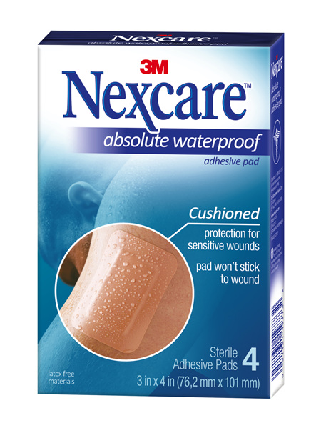 Nexcare Absolute W/Proof Adhes Pad 4