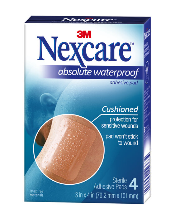 Nexcare Absolute W/Proof Adhes Pad 4