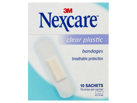 Nexcare Clear Plastic Strips 10 Sachets/Box