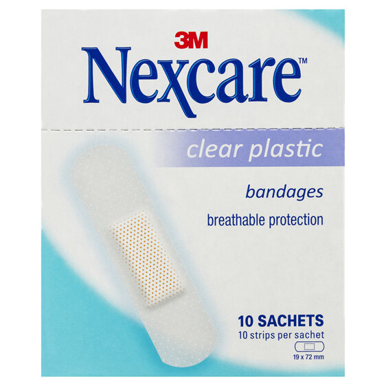 Nexcare Clear Plastic Strips 10 Sachets/Box