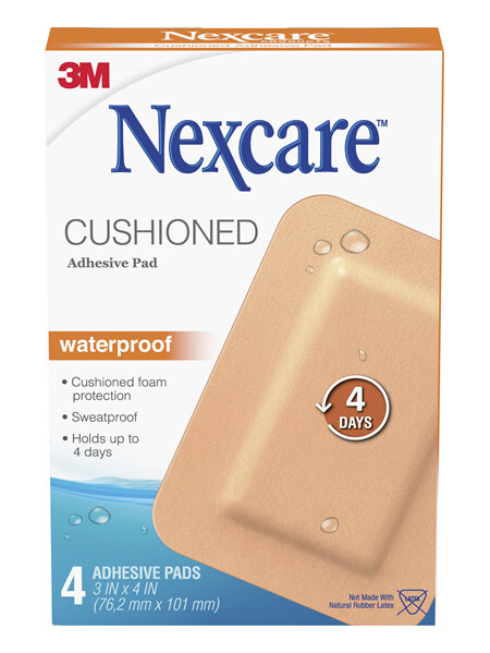 Nexcare Cushioned W/Proof Adhes Pad 4