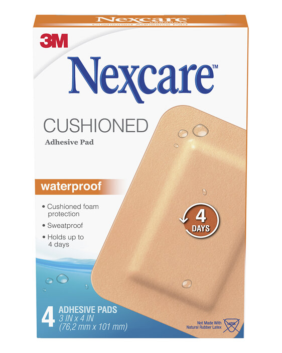 Nexcare Cushioned W/Proof Adhes Pad 4