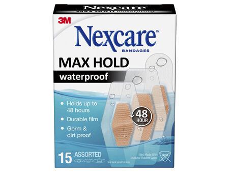 Nexcare Max Hold Waterproof Assorted 15pk