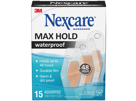 Nexcare Max Hold Waterproof Bandages Assorted 15S