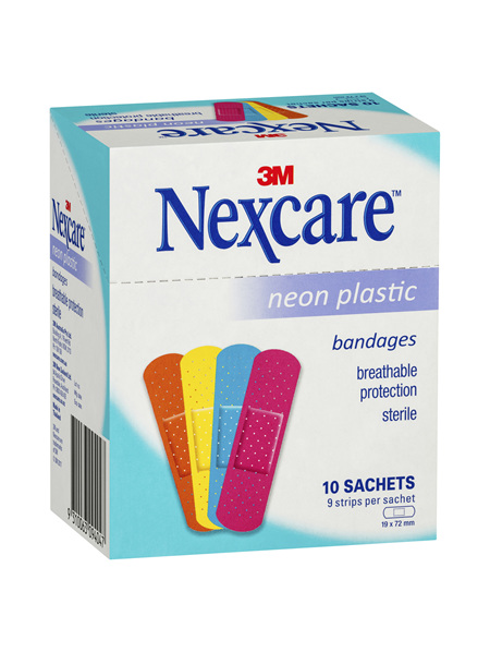 Nexcare Neon Plastic Strips 10 Sachets/Box